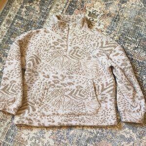 American Eagle Outfitters Tan Patterned Fleece Zip Up